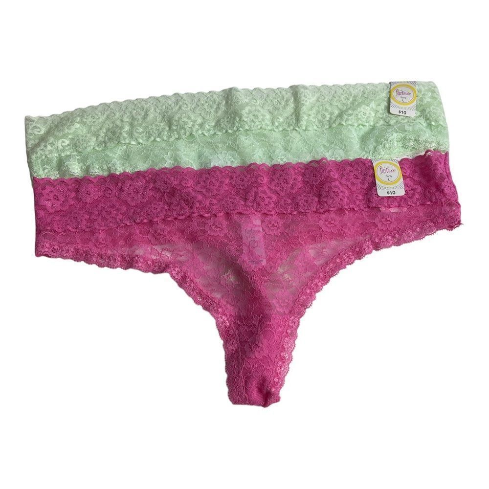 2 Piece Bundle of Lace Thongs Size Large